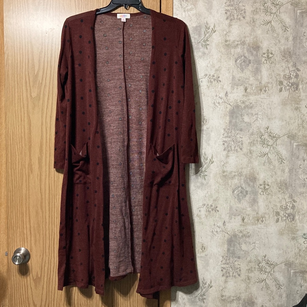 LuLaRoe Women's Size Medium Burgundy Polka Dot Sweater